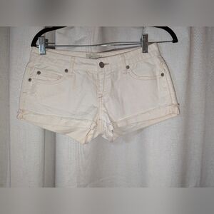 2011 Cream With Tan Embroidery Aeropostale Mini Shorts Size 1/2